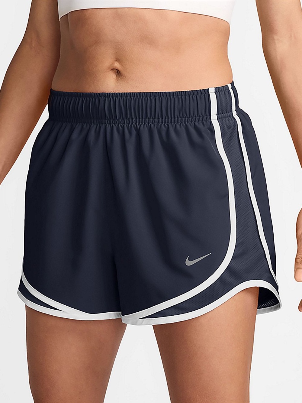 Nike Women's Navy Dri-FIT Running Shorts with White Trim